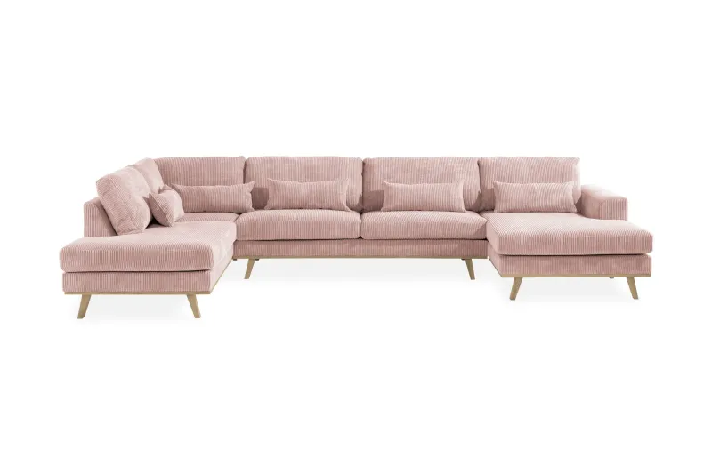 Copenhagen 5-sits Vänstervänd U-formad Soffa med Divan och Schäslong i Manchester - Rosa (Art.nr 1704985) — Scandinavian Choice