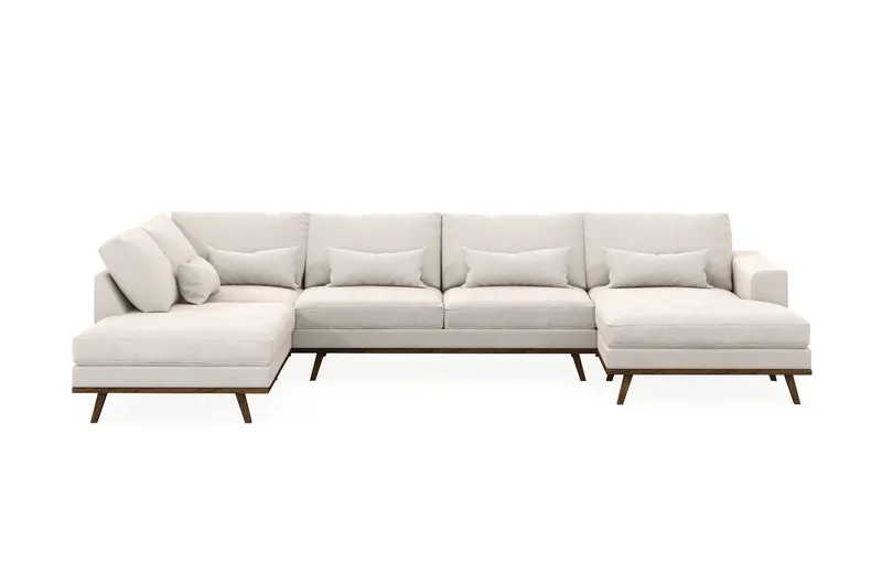 Copenhagen 5-sits Vänstervänd U-formad Soffa med Divan och Schäslong i Sammet - Krämvit (Art.nr 1729862) — Scandinavian Choice