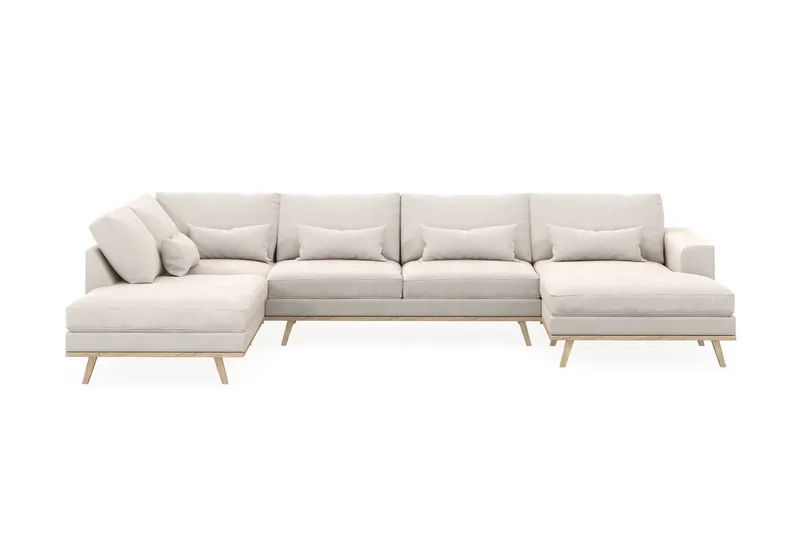 Copenhagen 5-sits Vänstervänd U-formad Soffa med Divan och Schäslong i Sammet - Krämvit (Art.nr 1729868) — Scandinavian Choice