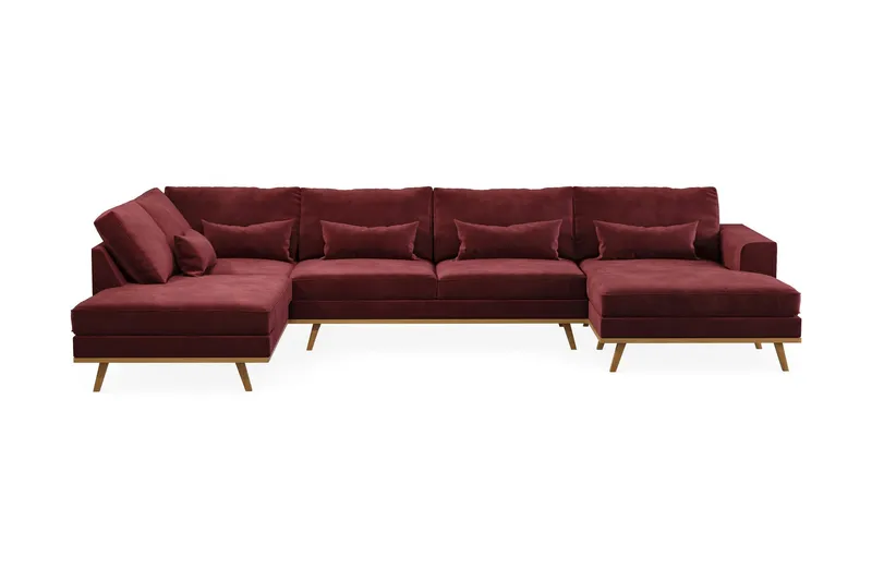 Copenhagen 5-sits Vänstervänd U-formad Soffa med Divan och Schäslong i Sammet - Lila (Art.nr 990041) — Scandinavian Choice