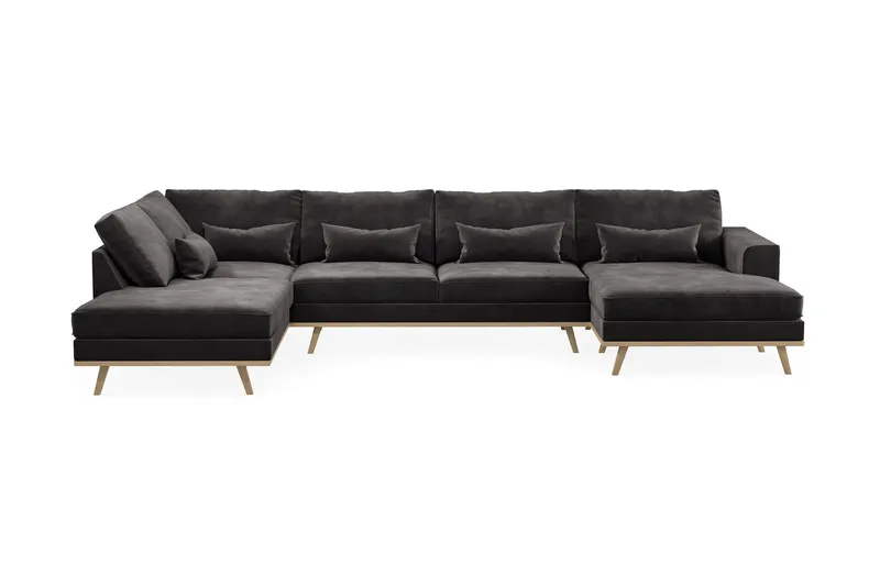 Copenhagen 5-sits Vänstervänd U-formad Soffa med Divan och Schäslong i Sammet - Mörkgrå (Art.nr 1704942) — Scandinavian Choice