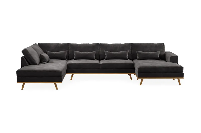 Copenhagen 5-sits Vänstervänd U-formad Soffa med Divan och Schäslong i Sammet - Mörkgrå (Art.nr 990162) — Scandinavian Choice