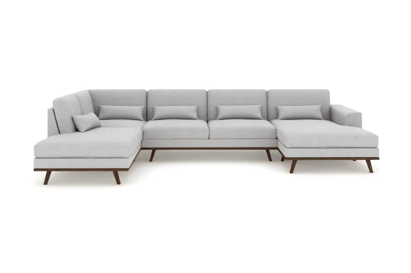 Copenhagen 5-sits Vänstervänd U-formad Soffa med Divan och Schäslong i Tyg - Grå (Art.nr 1705212) — Scandinavian Choice