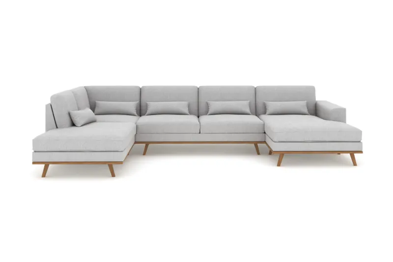 Copenhagen 5-sits Vänstervänd U-formad Soffa med Divan och Schäslong i Tyg - Grå (Art.nr 295825) — Scandinavian Choice