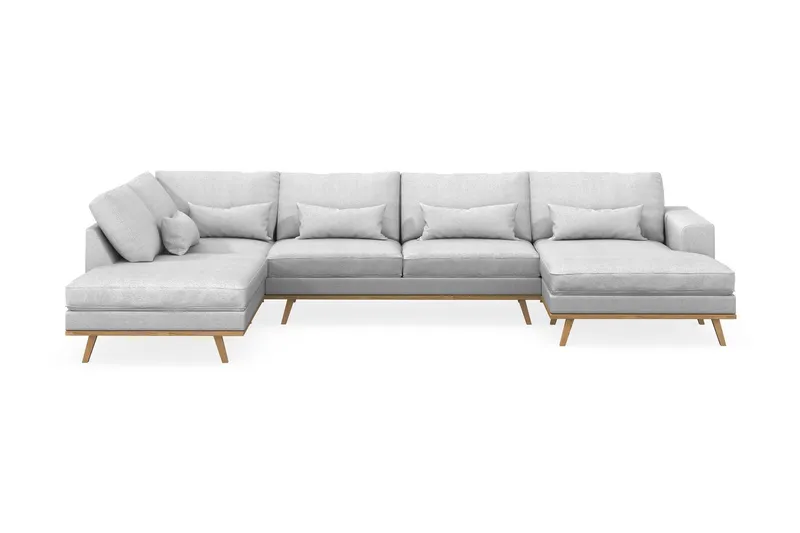 Copenhagen 5-sits Vänstervänd U-formad Soffa med Divan och Schäslong i Tyg - Ljusgrå (Art.nr 1481549) — Scandinavian Choice
