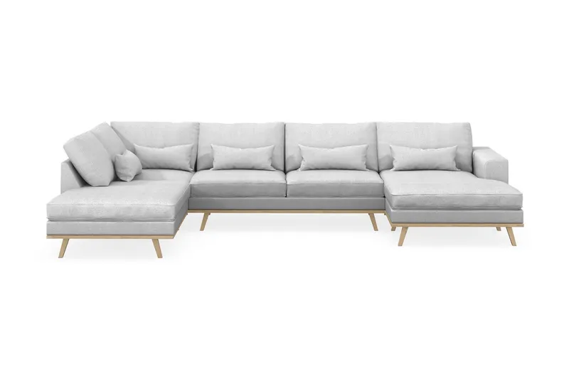 Copenhagen 5-sits Vänstervänd U-formad Soffa med Divan och Schäslong i Tyg - Ljusgrå (Art.nr 1705052) — Scandinavian Choice