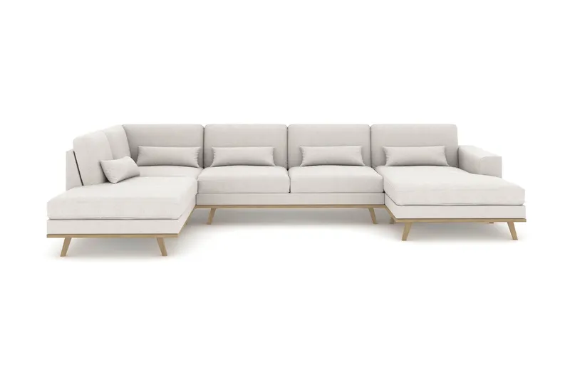 Copenhagen 5-sits Vänstervänd U-formad Soffa med Divan och Schäslong i Tyg - Ljusgrå (Art.nr 1705154) — Scandinavian Choice