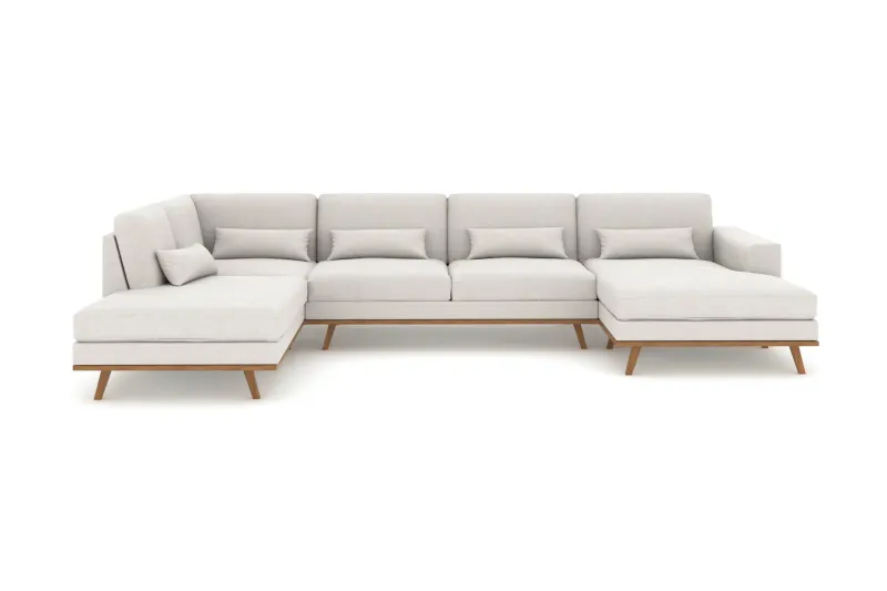 Copenhagen 5-sits Vänstervänd U-formad Soffa med Divan och Schäslong i Tyg - Ljusgrå (Art.nr 295862) — Scandinavian Choice