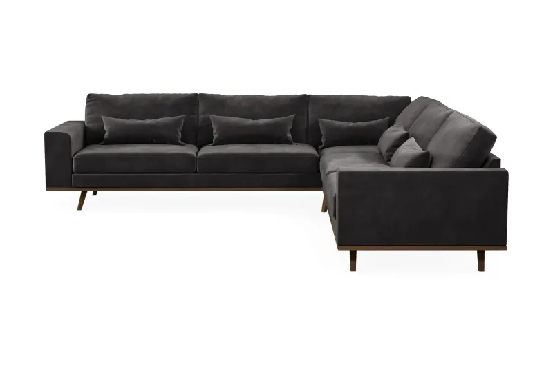 Copenhagen 6-sits L-formad Hörnsoffa i Sammet - Mörkgrå (Art.nr 1705130) — Scandinavian Choice