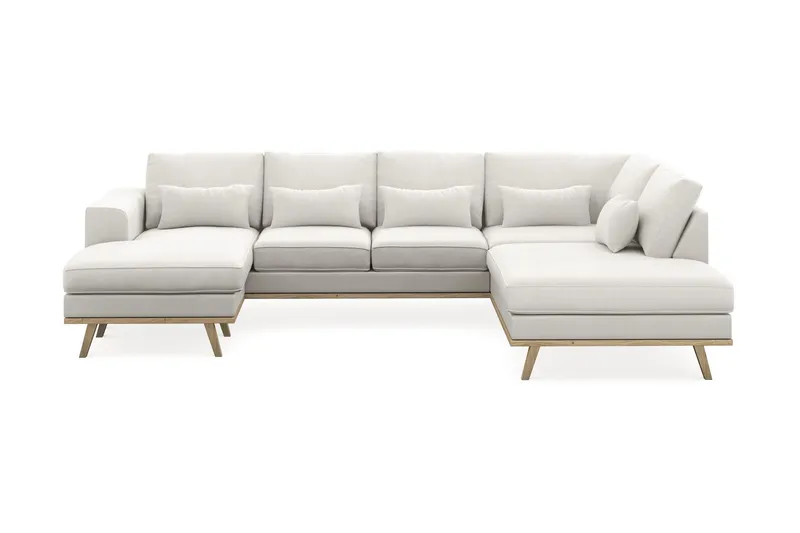 Copenhagen Compact 4-sits Högervänd U-formad Soffa med Divan och Schäslong i Tyg - Ljusgrå (Art.nr 1705057) — Scandinavian Choice