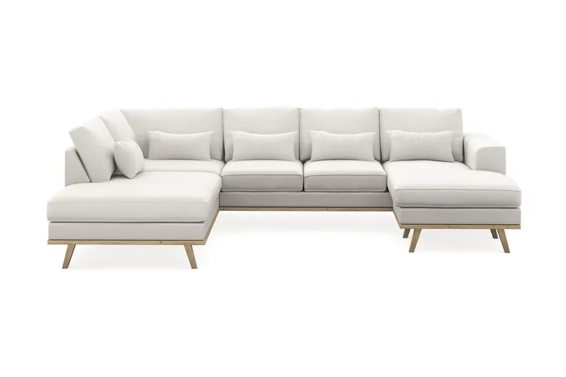 Copenhagen Compact 4-sits Vänstervänd U-formad Soffa med Divan och Schäslong i Tyg - Ljusgrå (Art.nr 1704802) — Scandinavian Choice