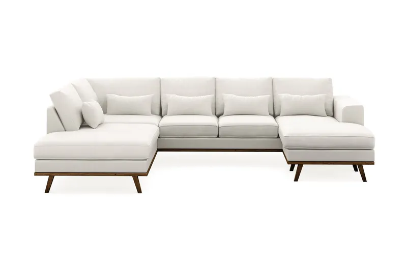 Copenhagen Compact 4-sits Vänstervänd U-formad Soffa med Divan och Schäslong i Tyg - Ljusgrå (Art.nr 1704892) — Scandinavian Choice