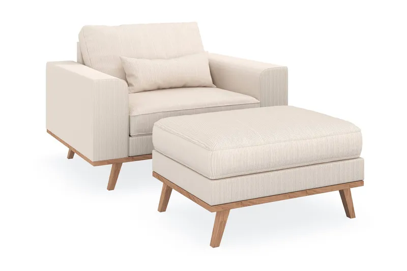 Copenhagen Fåtölj med fotpall - Ljusbeige — Scandinavian Choice