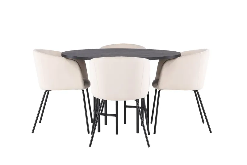 Copenhagen Matgrupp 115 cm Rund med 4 Berit stolar - Beige (Art.nr 3059867) — Venture Home