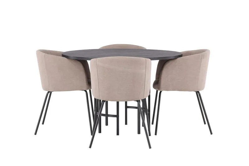 Copenhagen Matgrupp 115 cm Rund med 4 Berit stolar - Beige (Art.nr 3059963) — Venture Home
