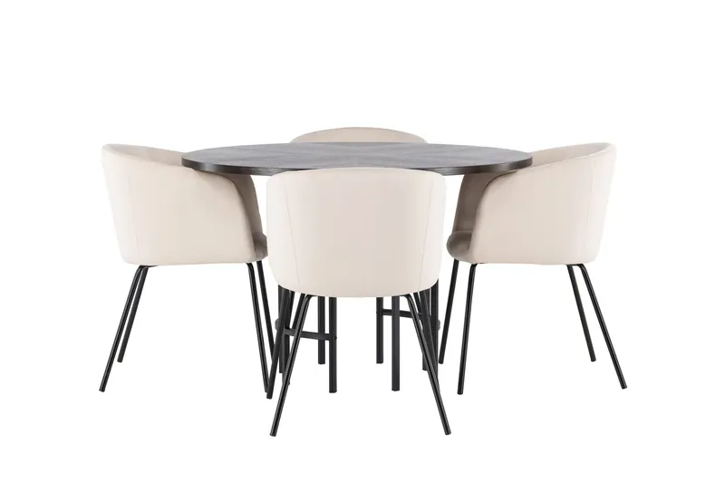 Copenhagen Matgrupp 115 cm Rund med 4 Berit stolar - Beige (Art.nr 3059975) — Venture Home