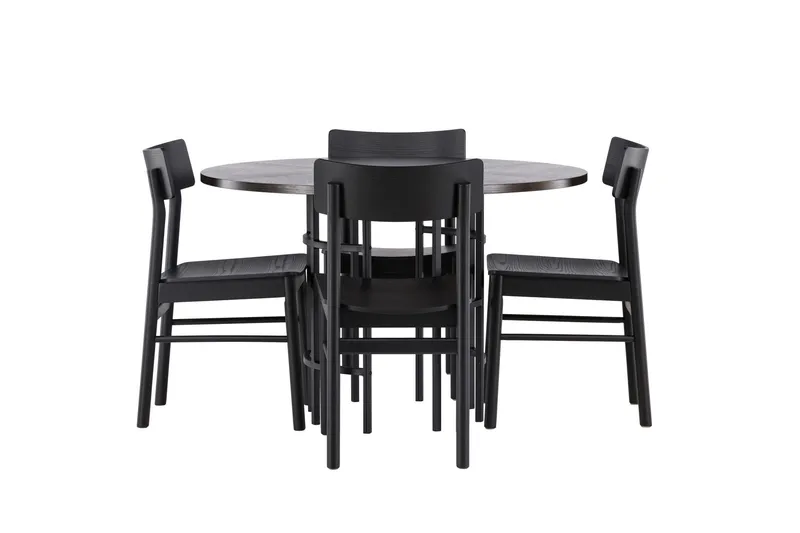 Copenhagen Matgrupp + 4 stolar - Svart/Mocca — Venture Home