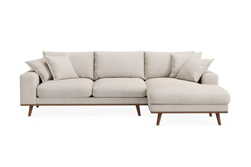 Copenhagen Premium 4-sits Högervänd L-formad Djup Divansoffa i Tyg - Beige — Scandinavian Choice