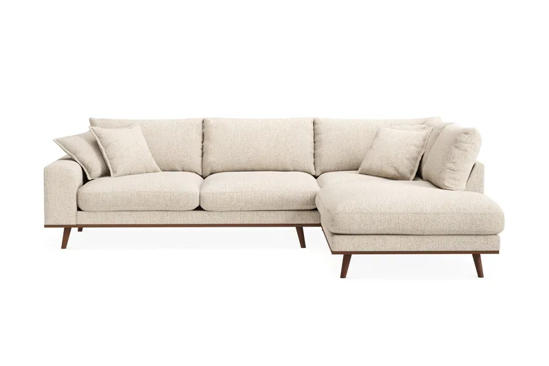 Copenhagen Premium 4-sits Högervänd L-formad Djup Schäslongsoffa i Chenille - Beige — Scandinavian Choice
