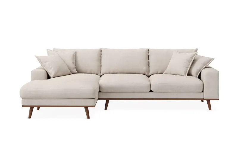 Copenhagen Premium 4-sits Vänstervänd L-formad Djup Divansoffa i Tyg - Beige — Scandinavian Choice