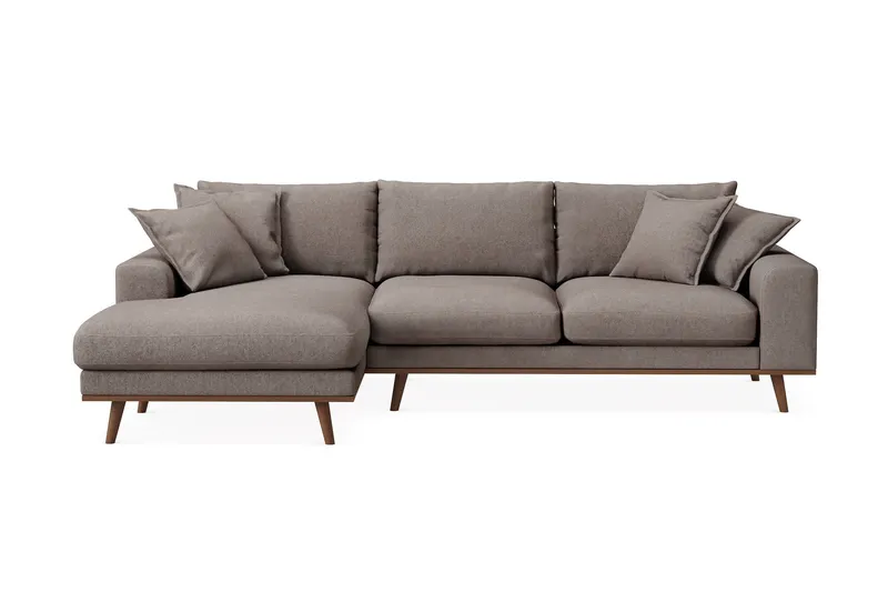 Copenhagen Premium 4-sits Vänstervänd L-formad Djup Divansoffa i Tyg - Brun — Scandinavian Choice