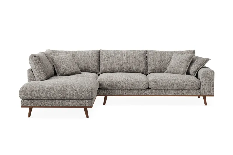 Copenhagen Premium 4-sits Vänstervänd L-formad Djup Schäslongsoffa i Chenille - Grå — Scandinavian Choice