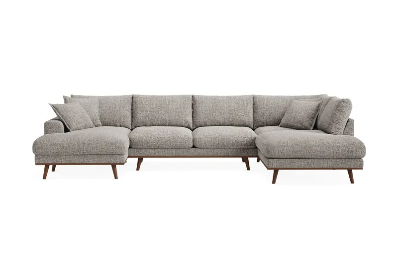 Copenhagen Premium 5-sits Högervänd U-formad Djup Soffa med Divan och Schäslong i Chenille - Grå — Scandinavian Choice
