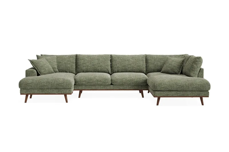 Copenhagen Premium 5-sits Högervänd U-formad Djup Soffa med Divan och Schäslong i Chenille - Grön — Scandinavian Choice