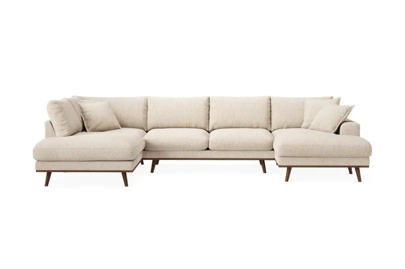 Copenhagen Premium 5-sits Vänstervänd U-formad Djup Soffa med Divan och Schäslong i Chenille - Beige — Scandinavian Choice