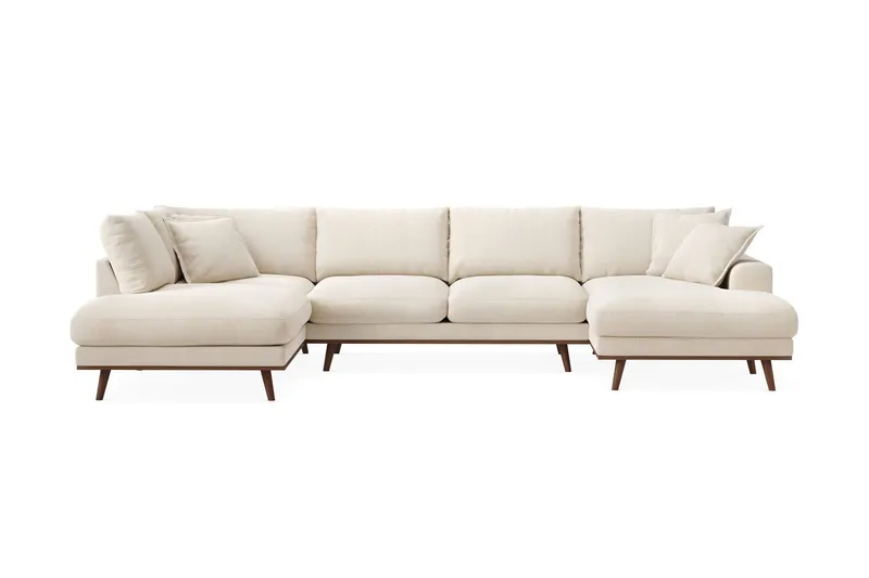 Copenhagen Premium 5-sits Vänstervänd U-formad Djup Soffa med Divan och Schäslong i Chenille - Ljusbeige — Scandinavian Choice