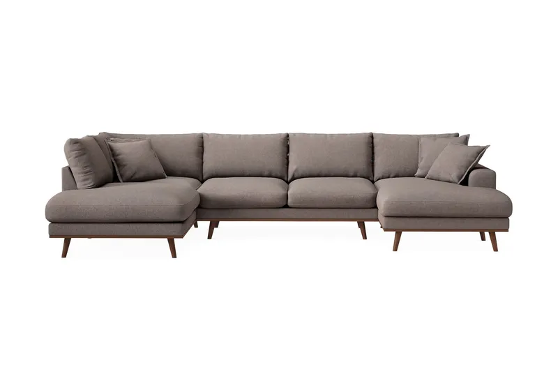 Copenhagen Premium 5-sits Vänstervänd U-formad Djup Soffa med Divan och Schäslong i Tyg - Brun — Scandinavian Choice