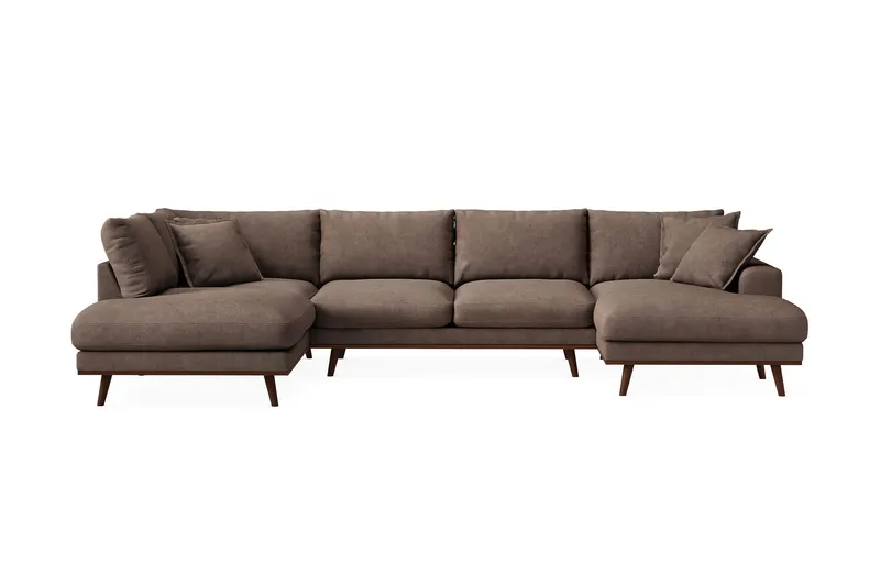 Copenhagen Premium 5-sits Vänstervänd U-formad Djup Soffa med Divan och Schäslong i Tyg - Mörkbrun — Scandinavian Choice
