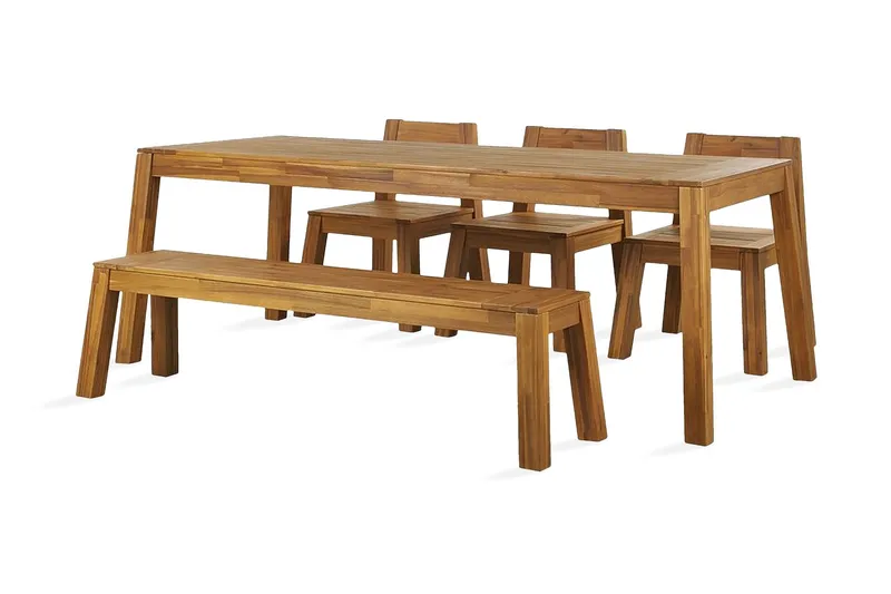 Coteto Matgrupp Utomhus 225 cm + 3 Utestolar + Bänk Utomhus - Akacia — Akacia