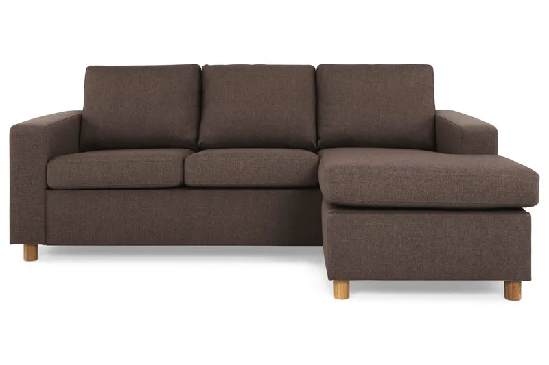 Crazy 3-sits Vändbar L-formad Divansoffa i Tyg - Brun (Art.nr 138939) — Brun