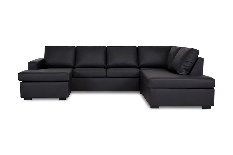 Crazy 4-sits Högervänd U-formad Large Soffa med Divan och Schäslong i Konstläder - Svart — Svart