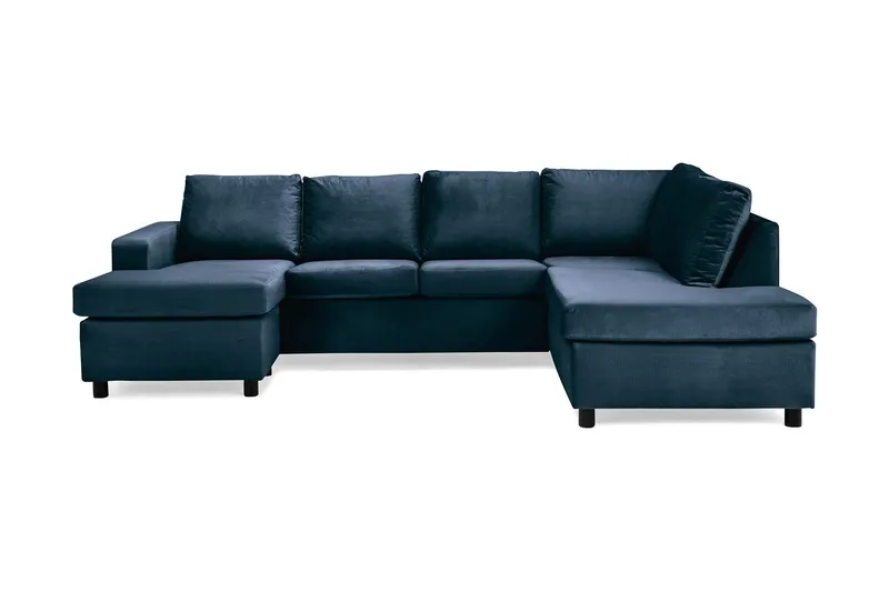 Crazy 4-sits Högervänd U-formad Large Soffa med Divan och Schäslong i Sammet - Blå (Art.nr 245201) — Blå