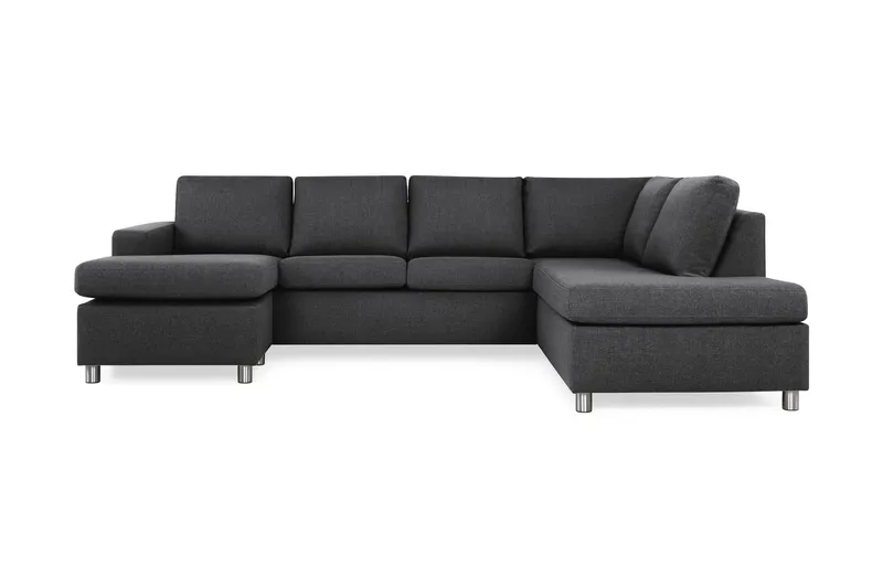 Crazy 4-sits Högervänd U-formad Large Soffa med Divan och Schäslong i Tyg - Mörkgrå (Art.nr 139395) — Mörkgrå