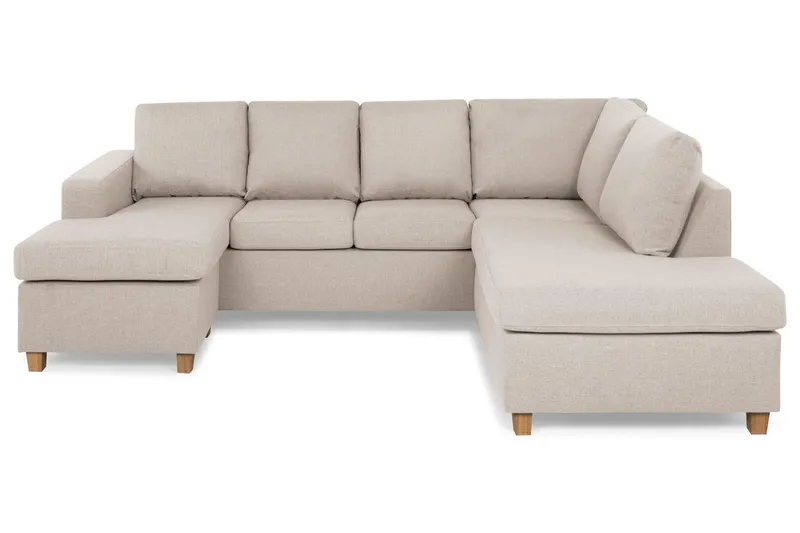 Crazy 4-sits Högervänd U-formad Small Soffa med Divan och Schäslong i Tyg - Beige (Art.nr 155539) — Beige