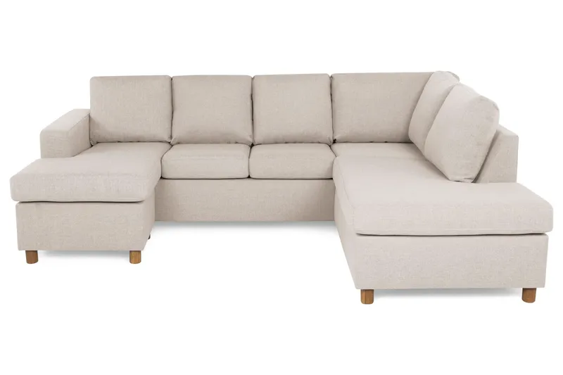 Crazy 4-sits Högervänd U-formad Small Soffa med Divan och Schäslong i Tyg - Beige (Art.nr 139127) — Beige