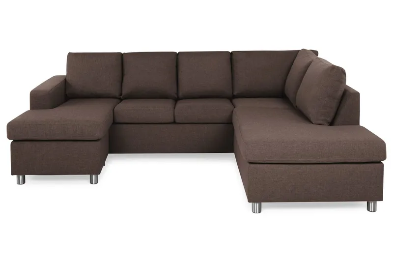 Crazy 4-sits Högervänd U-formad Small Soffa med Divan och Schäslong i Tyg - Brun (Art.nr 139352) — Brun