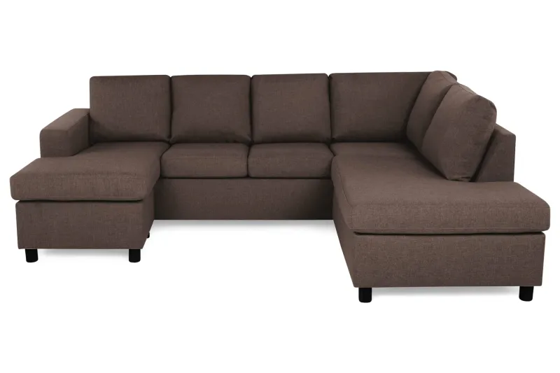 Crazy 4-sits Högervänd U-formad Small Soffa med Divan och Schäslong i Tyg - Brun (Art.nr 139574) — Brun