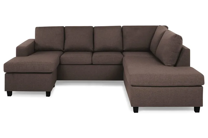 Crazy 4-sits Högervänd U-formad Small Soffa med Divan och Schäslong i Tyg - Brun (Art.nr 155596) — Brun