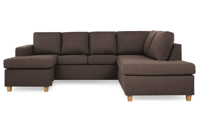 Crazy 4-sits Högervänd U-formad Small Soffa med Divan och Schäslong i Tyg - Brun (Art.nr 155597) — Brun
