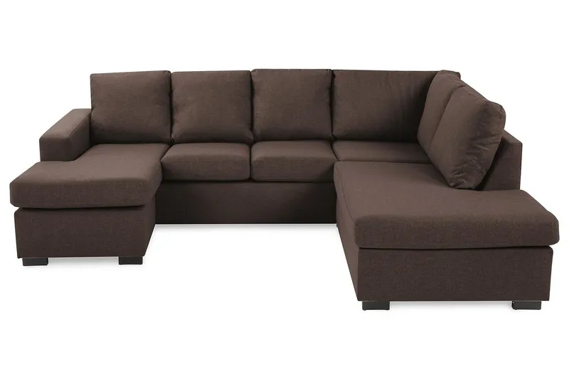 Crazy 4-sits Högervänd U-formad Small Soffa med Divan och Schäslong i Tyg - Brun (Art.nr 1791392) — Brun