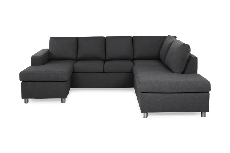 Crazy 4-sits Högervänd U-formad Small Soffa med Divan och Schäslong i Tyg - Mörkgrå (Art.nr 139572) — Mörkgrå