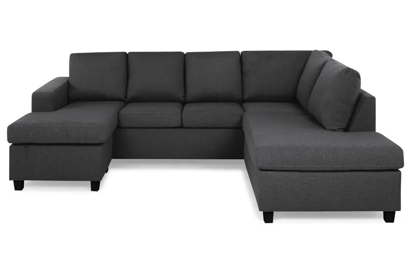 Crazy 4-sits Högervänd U-formad Small Soffa med Divan och Schäslong i Tyg - Mörkgrå (Art.nr 155781) — Mörkgrå