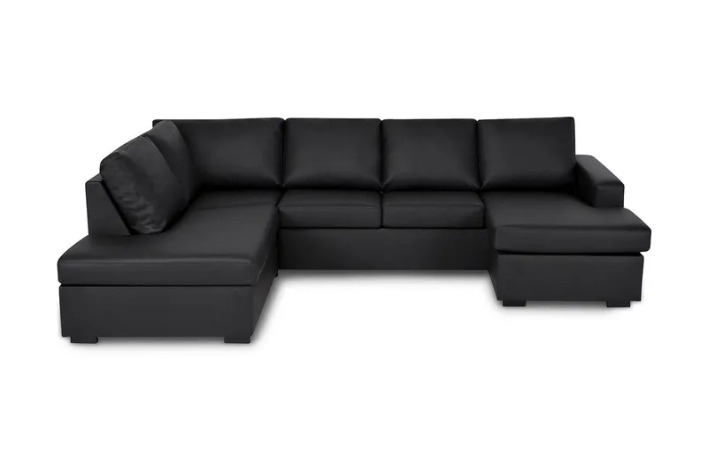 Crazy 4-sits Vänstervänd U-formad Large Soffa med Divan och Schäslong i Konstläder - Svart (Art.nr 1791222) — Svart