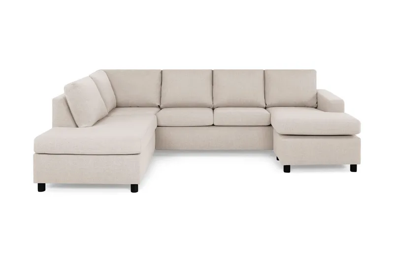 Crazy 4-sits Vänstervänd U-formad Large Soffa med Divan och Schäslong i Tyg - Beige (Art.nr 139399) — Beige