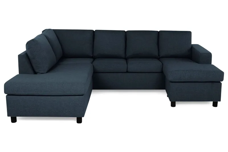 Crazy 4-sits Vänstervänd U-formad Large Soffa med Divan och Schäslong i Tyg - Blå (Art.nr 139582) — Blå