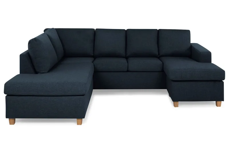 Crazy 4-sits Vänstervänd U-formad Large Soffa med Divan och Schäslong i Tyg - Blå (Art.nr 155732) — Blå